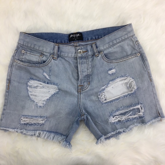 Nasty Gal Cut-Off ripped Torn Denim Jean Shorts - Picture 2 of 8